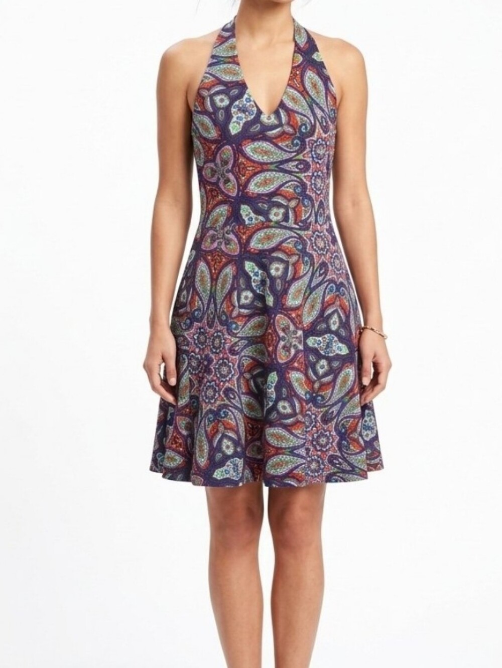 London Times Women Casual Sleeveless Fit & Flare Dress Paisley Stretch Purple 8